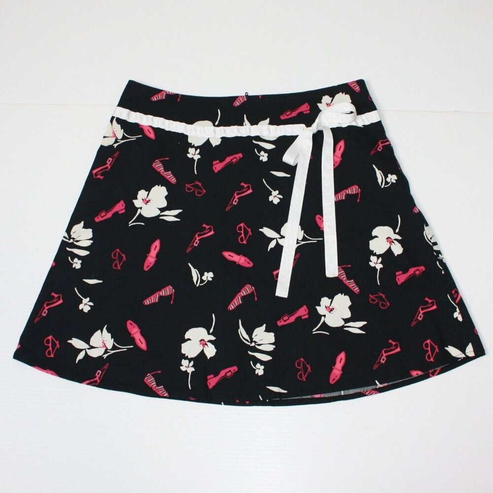 Mark Edwards Studio Women's Flower & Shoe Fashion Graphic Skirt size 8P
